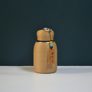 Bamboo Woven Porcelain <b>Thermos</b> Cup Handmade <b>Tea</b> Water Bottle Business Gift Customization - Product Image 4