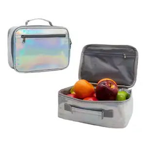 Preço de fábrica Personalizado Viagem Escola Holográfica PU Couro Kids Lunch Box Isolado Soft Bag Mini Cooler Bags