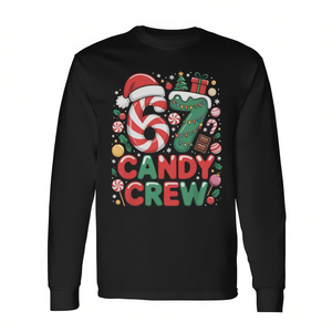 67 Candy Crew Christmas Holiday T-shirt a maniche lunghe con stampa digitale unisex per adulti - Product Image 2