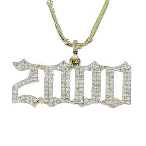 Collier unisexe Hip Hop avec pendentif requin en cuivre plaqué or véritable et zircon, breloque animale de dessin animé bicolore, bijoux bling pour enfants - Product Image 1