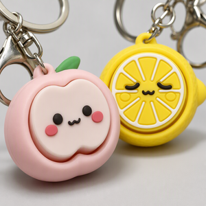 Gantungan Kunci Silikon Buah Lucu Kawaii Peach Lemon 3D Lembut, Hadiah Tas, OEM Logo Kustom, Label Pribadi - Product Image 3