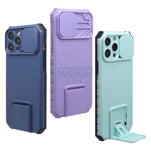 Lens Slider Camera Protection Cover Window Shockproof Funda Armor Case for Iphone15 13 14Pro Max HolderRugged Case Cover