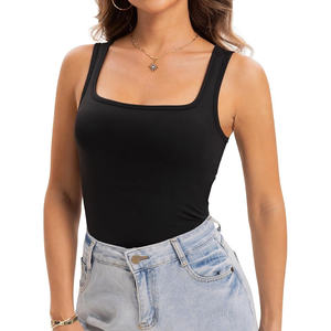 Camiseta sin mangas para mujer, tejido acanalado, tela suave, absorción de humedad, ropa informal, ropa deportiva, venta al por mayor - Product Image 4