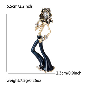 ZHENXUN Broche de mode en alliage émaillé pour femme, style Tango, accessoire vestimentaire de créateur, pour subcultures et femmes élégantes, avec personnalité et caractère - Product Image 1