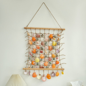 Décoration murale en coquillages méditerranéens, rideau en coquillages naturels, décoration intérieure, rectangle, matériau en pin, lot de plusieurs pièces - Product Image 3