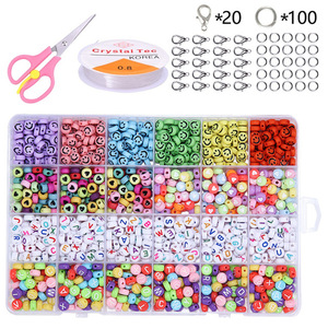 Kit de perles pour bijoux DIY avec perles de verre, perles acryliques en forme de lettres et de visages souriants pour enfants, ensemble d'accessoires pour loisirs créatifs - Product Image 2