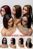 Promoción Letsfly 12A C Part 5x5 Lace Closure Bob Wigs, Pelucas Bob de Cabello Natural Virgen Vietnamita 12A SDD de 8 a 14 Pulgadas