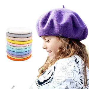 Artiste peintre français hiver décontracté logo personnalisé broderie types d'enfant tweed vente en gros saoudien cachemire fourrure laine béret chapeau fille - Product Image 1