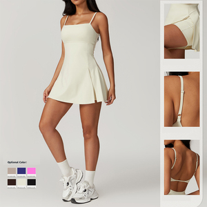 FANCO verano al aire libre correr <span class=keywords><strong>tenis</strong></span> vestido entrenamiento de una pieza deporte Catsuit bádminton Golf <span class=keywords><strong>tenis</strong></span> ropa <span class=keywords><strong>mujer</strong></span> <span class=keywords><strong>Beige</strong></span> falda de <span class=keywords><strong>tenis</strong></span> - Product Image 3