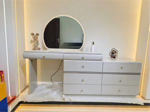 Table de maquillage moderne avec miroir éclairé et tiroirs de rangement pour meubles de chambre - Product Image 2
