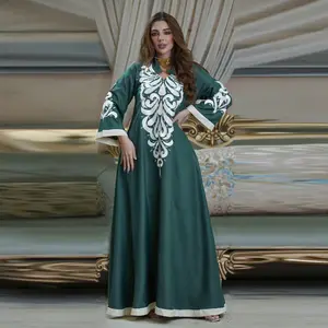 Ab184 mùa hè Đông Nam Á abaya nối váy thêu thêu hồi giáo ramadan Dubai áo choàng