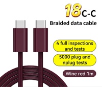 Kabel Data USB-C C Pengisian Cepat PD 60W yang Dapat Disesuaikan dan Tahan Lama, Konduktor Tembaga Murni, Nilon Kepang Burgundy untuk iPhone 18 Kamera