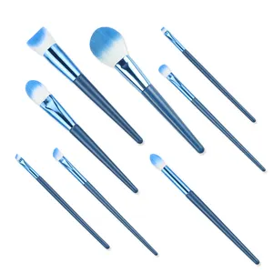 Ücretsiz örnek makyaj fırçası es/kristal siyah saplı fırça makyaj fırçası seti/özel Logo makyaj fırçaları 8 adet özel etiket fırça seti