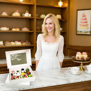 Cupcake dengan jendela bening kardus khusus kelas makanan ramah lingkungan kemasan roti donat kue piknik mengambil kotak Cupcake - Product Image 6