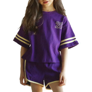 Conjunto de Camisa y Pantalones Cortos Deportivos con Estampado para Niñas, Estilo Coreano, de la Tienda Mayorista en Línea Cotton Baba Suit - Product Image 1