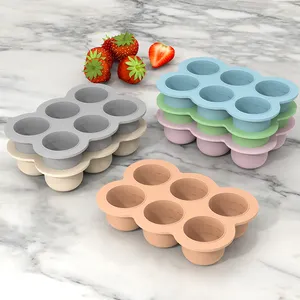 New Arrival Silicone Ice Cube Mold Large 6 pcs Ice Cube Maker Quick-freeze Demouldable Silicone Baby Food Storage Ice Cube Tray