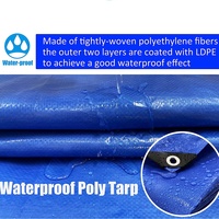 Bâche Bleue Imperméable en PE, 3,6 x 4,3 Mètres, Bâche Polyvalente Moyennement Robuste pour Protection Contre l'Eau