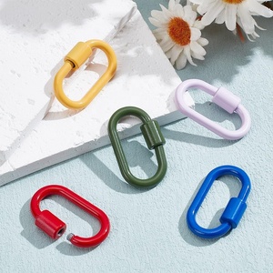 彩色飞溅漆珐琅登山扣椭圆形螺丝锁扣37x22mm毫米DIY珠宝制作工艺品钥匙扣包魅力 - Product Image 6