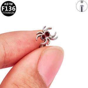 <b>Titanium</b> Plated Lip <b>Studs</b> Butterfly Heart Shape Zircon Inlay Party Fashion Piercing Jewelry ASTM F136 - Product Image 4