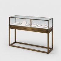 Comptoir de présentation de bijoux en verre trempé, vitrine à bijoux avec cadre en aluminium, tiroir verrouillable, présentoir en acier inoxydable