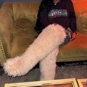 Kadın uyluk yüksek moğol çizmeler yüksek çizmeler kış yeni moğol kürk kar botları kadın botları bacak sıcak çizmeler kaymaz tabanı - Product Image 3