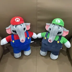 Elefante Mario Bros Hat Tartaruga Koopa Ossos Secos Monty Mole Cogumelo Verde Hippo Rei Bob-Omb Diddy Kong Kinopio Anime Brinquedo de Pelúcia