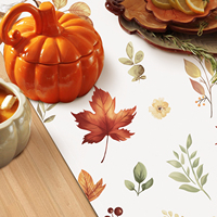Chemin de table imprimé feuilles d'automne et fleurs, 13 x 72 et 13 x 90 pouces, décoration saisonnière pour la table de cuisine et de salle à manger de Thanksgiving