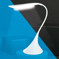 Lampu Meja LED Leher Angsa Modern Abadi Desain Fleksibel Putih Bertenaga Baterai 5V Rangka Plastik Tinggi 46cm Kamar Tidur & Ruang Tamu
