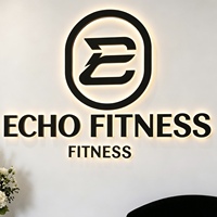 Papan Tanda LED Kustom dengan Penerangan 3D, Huruf Saluran Backlit untuk Studio Yoga, Kebugaran, Pilates, Wellness, Resepsionis, Logo Dinding