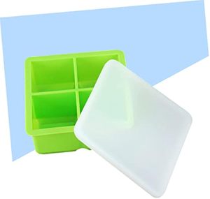 Venta al por mayor 100% Bpa libre de alimentos de grado de silicona grande 4 rejilla cuadrada cubitos de hielo bandeja Diy helado de silicona molde de hielo con tapa - Product Image 3