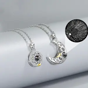 Модный латунный позолоченный магнитный кулон с проекцией «Я тебя люблю» на 100 языках, ожерелье в подарок для пары