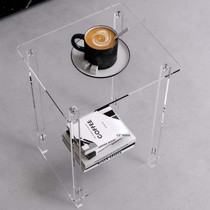 Bán Buôn 2-Tầng Rõ Ràng Acrylic Hiện Đại Thiết Kế Bắc Âu Tiết Kiệm Không Gian Có Thể Tái Chế Giao Diện Điều Khiển/Bàn Cà Phê Cho Phòng Khách Phòng Ngủ Nhà - Product Image 2