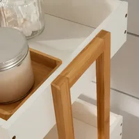 Chariot de rangement en bambou à 4 étagères avec roulettes et plateaux, organisateur de meubles pour salon, cuisine, salle de bain