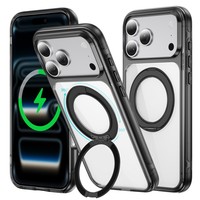 Coque transparente Senyork de haute qualité avec support magnétique rotatif à 360° pour iPhone 17 Pro, 16 Plus, 15