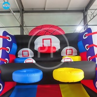 Ring basket tiup komersial, semburan lapangan basket dengan 5 Hoop permainan interaktif menembak permainan Karnaval
