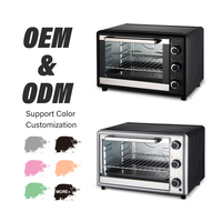 Oven Konveksi Listrik 48L 1800W dengan Fungsi Panggang dan Panggang Roti, Kontrol Tombol Timer 1-60 menit, Loyang Panggang untuk Restoran dan Rumah Tangga