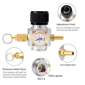 <span class=keywords><strong>Nouvelle</strong></span> mise à niveau 0-90PSI Mini régulateur de gaz CO2 avec soupape de décharge se connecte directement avec la bouteille d'eau de soude T21 * 4 - Product Image 3