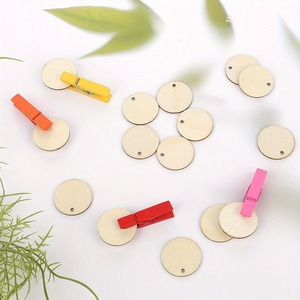 Petits pendentifs cercle en bois vierges non finis disque rond cercle pièces de bois disque rond en bois sans trou - Product Image 5