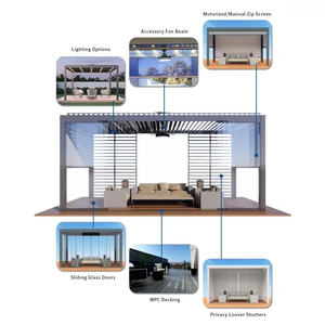 Pergola bioclimatique en aluminium à angles réglables, pavillon extérieur en stock pour jardin et <span class=keywords><strong>terrasse</strong></span> - Product Image 5