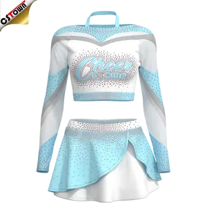 New Arrivals Free Design Cheerleading Dance Dress Cheerleading Uniform Teen Cheerleader Costumes With Rhinestones