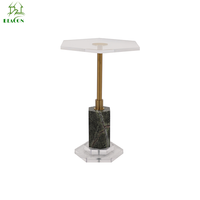 Nouveau design de mobilier de maison table basse à dessus rond et base en marbre table d'appoint en métal doré et acrylique pour le salon