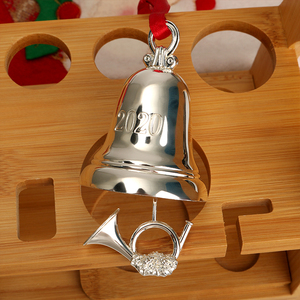 Adorno de campana de Navidad de aleación de zinc plateado personalizado, decoración de Navidad, campana 3D, adornos colgantes para árbol de Navidad - Product Image 6