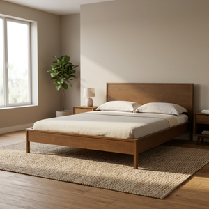 Base de Cama King Size Contemporánea de Madera de Teca Escandinava con Patas Delgadas - Product Image 3