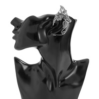Manchettes d'oreille d'elfe faites à la main, exquises, en fil d'argent, motif floral, pour femmes, cadeau de fête, Halloween, cosplay, mascarade