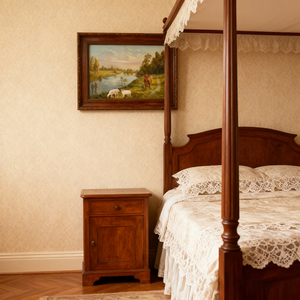 Tranh in dầu phong cảnh trang trại hiện đại trên vải với cảnh đồng quê sông nước, gia súc (bò & cừu) trang trí tường nhà, có khung - Product Image 2