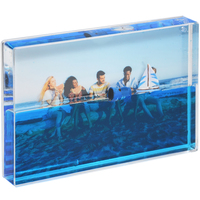 Cadre photo liquide acrylique personnalisé à bulles flottantes, effet océan/plage, décoration intérieure, cadeau