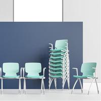 Chaise pivotante ergonomique pliable en PP avec accoudoirs amovibles et tablette d'écriture pour conférences/formations - Chaise de bureau moderne