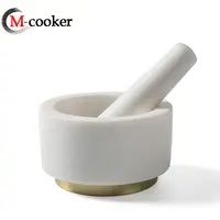 M-クッカー乳棒と乳鉢真ちゅう製食品調味料グラインダーガーリックマッシャー天然大理石乳鉢と乳棒