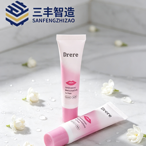 Gradient Pink White PE Squeeze Tube Custom <b>Lip</b> Graphic Print Soft Tube With Pink Oval Flat Cap For Moisturizing <b>Lip</b> <b>Cream</b> - Product Image 4