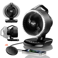 Ventilateur de camping à piles 20000 mAh avec lumière, 5 vitesses, oscillation automatique, télécommande, ventilateur portable pour les voyages en plein air